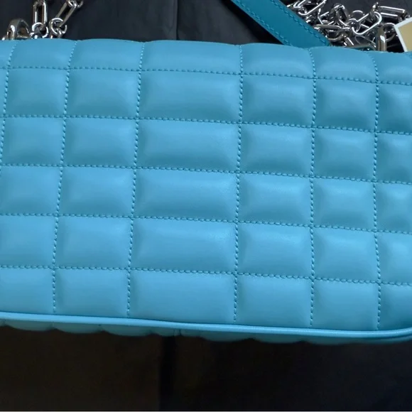 Michael Kors Tribeca Blue LG Conv Chain Shoulder Leather Bag